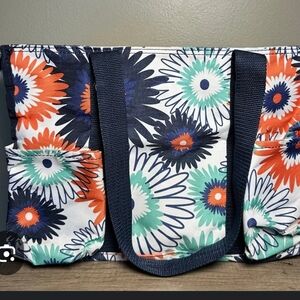 Thirty One Tote Bag - Navy, Orange, Mint